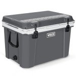 WEIZE Ultra-Light Hard Cooler, 55-Quart Insulated Ice Chest with Bottle Opener, Keeps Cold up to 7 Days for Camping, Fishing, Beach, 30% Lighter Than Standard Coolers, Gery