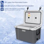 WEIZE Ultra-Light Hard Cooler, 55-Quart Insulated Ice Chest with Bottle Opener, Keeps Cold up to 7 Days for Camping, Fishing, Beach, 30% Lighter Than Standard Coolers, Gery