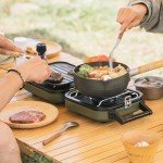 Naturehike 2 Burner Folding Camping Stove with Griddle, Portable Camp Isobutane Gas Stove with 16000 BTU Adjustable Burners & Piezo Ignition