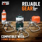 10 Pcs Smokey Camp Backpacking Cooking Set with Stove & Adapter - 2 Pots Large Medium 1 Kettle 1 Large Pan 1 Stove 2 Adpater, Compact Non-Stick Camping Cookware Mess Kit, All in One (with Kettle)