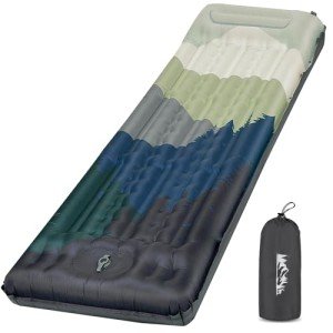 pickyNproud Camping Sleeping Pad Extra Thick 5 Inch Inflatable Camping Pad with Pillow Sleeping Mat Built-in Foot Pump Portable Lightweight Camping Air Mattress for Backpacking Hiking Tent