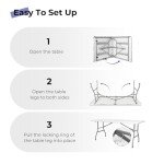 Byliable Folding Table 6ft Portable Heavy Duty Plastic Fold-in-Half Utility Foldable Table Plastic Dining Indoor Outdoor for Camping, Picnic and Party, White