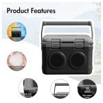GETUHAND Camp Cooler with Bluetooth Speaker 22 Quart，48 Hours Ice Retention, Portable Handle, Outdoor Camping Cooler for BBQs, Beach, Hiking Black
