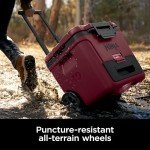 Ninja | Cooler | FrostVault 30QT Cooler with Wheels | Insulated with Temp Dry Storage Drawer | Keeps Ice Cold for Days | for The Beach, Camping, Picnics & More | Canyon Red | FB230MR