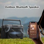 GETUHAND Camp Cooler with Bluetooth Speaker 22 Quart，48 Hours Ice Retention, Portable Handle, Outdoor Camping Cooler for BBQs, Beach, Hiking Black