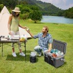 GETUHAND Camp Cooler with Bluetooth Speaker 22 Quart，48 Hours Ice Retention, Portable Handle, Outdoor Camping Cooler for BBQs, Beach, Hiking Black