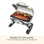 Cuisinart Petite Gourmet Portable Gas Grill, Compact & Lightweight Tabletop Small Grill for BBQs, Camping, Tailgates & Small Spaces, 5,500 BTU Burner Folding with Carry Handles, Stainless