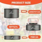 Sportneer Camping Cookware, Non-Stick Lightweight Pots Pan Set with Stainless Steel Cups Plates Forks Knives Spoons for Camping, Backpacking, Outdoor Cooking and Picnic