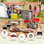 Sportneer Camping Cookware, Non-Stick Lightweight Pots Pan Set with Stainless Steel Cups Plates Forks Knives Spoons for Camping, Backpacking, Outdoor Cooking and Picnic