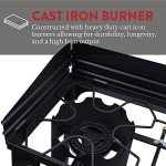 Gas One Propane Double Burner Two Burner Camp Stove with Windscreen Outdoor High Pressure Propane 2 Burner Adjustable PSI Regulator and 4ft Steel Braided Hose With Removable Legs