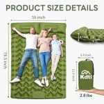 Kdti Double Inflatable Sleeping Pad for 2 Person - Ultralight Air Mattress with Built-in Foot Pump, Durable Waterproof Camping Pad for Couples, Backpacking, Hiking (Green)