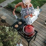 Gas One Propane Double Burner Two Burner Camp Stove with Windscreen Outdoor High Pressure Propane 2 Burner Adjustable PSI Regulator and 4ft Steel Braided Hose With Removable Legs