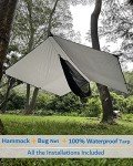 Sunyear Hammock Camping with Rain Fly Tarp and Net, Portable Camping Hammock Double Tree Hammock Outdoor Indoor Backpacking Travel & Survival, 2 Tree Straps,100% Waterproof Black Bundle