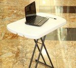 Lifetime 80251 Adjustable Folding Laptop Table TV Tray, 26 Inch, White Granite