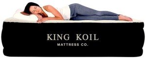 King Koil Luxury Full Size Plush Pillow Top Air Mattress with Built-in High-Speed Pump for Home, Camping & Guests 20" Inflatable Double High Blow Up Airbed, Durable, Waterproof, 1-Year Warranty