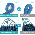 MOSFiATA Hammocks Portable Camping Hammock Upgraded 550lb Comfortable Fabric Hammock with Two Anti Roll Balance Beam and Sturdy Tree Straps for Camping, Patio, Backyard, Outdoor （Blue Green）