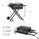 Royal Gourmet PD3001 3-Burner Propane Gas Griddle with Collapsible Stand, 23-Inch Portable Griddle with Side Table & 314 Sq. In. Cooking Area for Camping, Tailgating, Backyard & Patio, Black