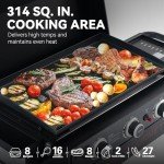 Royal Gourmet PD3001 3-Burner Propane Gas Griddle with Collapsible Stand, 23-Inch Portable Griddle with Side Table & 314 Sq. In. Cooking Area for Camping, Tailgating, Backyard & Patio, Black