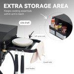 Royal Gourmet PD3001 3-Burner Propane Gas Griddle with Collapsible Stand, 23-Inch Portable Griddle with Side Table & 314 Sq. In. Cooking Area for Camping, Tailgating, Backyard & Patio, Black