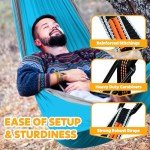 NATUREFUN Ultra-Light Travel Camping Hammock | 300kg Load Capacity,(275 x 140 cm) Breathable,Quick-Drying Parachute Nylon | 2 x Premium Carabiners,2 x Nylon Slings Included | Outdoor Indoor Garden