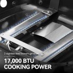 Royal Gourmet GT2005 2 Burner Portable Propane Gas Grill with Foldable Side Tables & Foldable Support Legs, Tabletop Gas Grill with Warming Rack for Outdoor Cooking & Grilling, Black