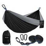 Kootek Camping Hammock 500 lbs Capacity, Portable Hammocks with Tree Straps & Attached Carry Bag, Camping Essentials Gear, Perfect for Outside Indoor Hiking Beach Backpack Travel