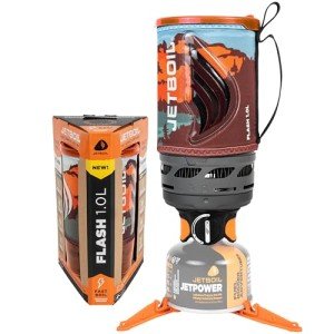 Jetboil Flash 1.0L Portable Fast Boil Stove for Camping and Backpacking with 1-Step Auto Ignition, New for 2025, Propane/Isobutane Burner with Cooking Cup, Mountainscape