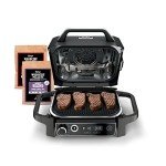 Ninja | Woodfire Series | 7-in-1 (Grill, BBQ, Roast, Air Fry, Dehydrate, Broil, Smoke) | Portable & Weather Resistant | Cook Up To 6 Steaks & 30 Hot Dogs | Woodfire Pellets included | OG701