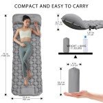 MEI&CO Ultra-Light Inflatable Sleeping Pad with Built-in Pillow & Foot Pump – for Camping, Hiking & Backpacking – Single Pad with Side Buttons for Double Conversion (1, Gray)