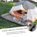 MEI&CO Ultra-Light Inflatable Sleeping Pad with Built-in Pillow & Foot Pump – for Camping, Hiking & Backpacking – Single Pad with Side Buttons for Double Conversion (1, Gray)