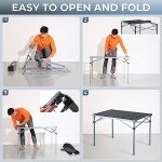 KingCamp Aluminum Folding Lightweight Roll Portable Stable Table for Camping Picnic Barbecue Backyard Party, Indoor & Outdoor, Oversize, Silver Black