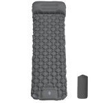 MEI&CO Ultra-Light Inflatable Sleeping Pad with Built-in Pillow & Foot Pump – for Camping, Hiking & Backpacking – Single Pad with Side Buttons for Double Conversion (1, Gray)