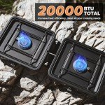 KingCamp 2 Burner Camping Stove，Portable Folding Stove with 20000 BTU，Backpacking Camp Stove for Outdoor Cooking，2 Adjustable Burners & Piezo Ignition for BBQ Hiking Backpacking Camping