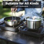 KingCamp 2 Burner Camping Stove，Portable Folding Stove with 20000 BTU，Backpacking Camp Stove for Outdoor Cooking，2 Adjustable Burners & Piezo Ignition for BBQ Hiking Backpacking Camping