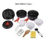 REDCAMP 10 PCS Camping Cookware Mess Kit Camping Gear Campfire Utensils Lightweight Stackable Pot Pan Bowls Soup Spoon with Storage Bag for Camping, Backpacking, Outdoor Cooking and Picnic, Orange