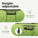 LET'S CAMP Folding Camping Table, Portable Aluminum Roll-up Picnic Backpacking Table with Adjustable Height, Large Storage and Carrying Bag for Picnic, Camping, BBQ, Party, Backyard, Beach