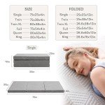 MLILY Tri-Fold Memory Foam Mattress, 4 inch Single Folding Mattress with Collapsible and Washable Cover, Travel and Guest Mat, 75"×25"×4", Grey
