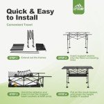 LET'S CAMP Folding Camping Table, Portable Aluminum Roll-up Picnic Backpacking Table with Adjustable Height, Large Storage and Carrying Bag for Picnic, Camping, BBQ, Party, Backyard, Beach