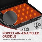 Royal Gourmet PD1305H 3-Burner Propane Gas Grill and Griddle Combo with Lid, 3-in-1 Grill Griddle Combo with 29,000 BTUs Output for Outdoor Cooking, 364 Sq. In. Cooking Area, Silver & Black