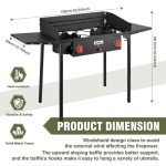 Bestfire 2 Burner Gamping Stove with Windpanel& Side Shelves, Bag, Auto Ignition Button,Regulator,150,000 BTU Camping Stove Propane Burner for Outdoor BBQ&Backyard Cooking Camping Home