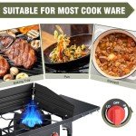 Bestfire 2 Burner Gamping Stove with Windpanel& Side Shelves, Bag, Auto Ignition Button,Regulator,150,000 BTU Camping Stove Propane Burner for Outdoor BBQ&Backyard Cooking Camping Home