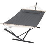 SUNCREAT 2 Person Hammock with Stand, Heavy Duty Portable Hammocks, 475 lbs Capacity, Dark Grey