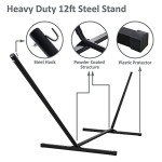 SUNCREAT 2 Person Hammock with Stand, Heavy Duty Portable Hammocks, 475 lbs Capacity, Dark Grey