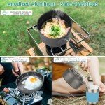 Camping Cooking Set 17pcs, Camping Cookware with Aluminum Non-Stick Pot Pan Kettle Set and 2 Set Stainless Steel Cups Plates Forks Knives Spoons for Backpacking Hiking, Camping Cooking