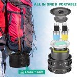 Camping Cooking Set 17pcs, Camping Cookware with Aluminum Non-Stick Pot Pan Kettle Set and 2 Set Stainless Steel Cups Plates Forks Knives Spoons for Backpacking Hiking, Camping Cooking