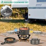Camping Cooking Set 17pcs, Camping Cookware with Aluminum Non-Stick Pot Pan Kettle Set and 2 Set Stainless Steel Cups Plates Forks Knives Spoons for Backpacking Hiking, Camping Cooking