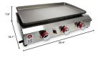 Gas One Flat Top Grill with 3 Burners Auto Ignition Propane Portable Stainless Steel Tabletop Grill with Pre Season Griddle Convenient Drip Tray Ideal for RV, Camping