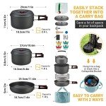 Bulin Camping Cookware Pots and Pans Set, Lightweight Backpacking Cooking Set Outdoor Cook Gear for Family Hiking Picnic (Kettle, Pot, Frying Pan, Bowls, Plates, Spoon)