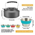 Bulin Camping Cookware Pots and Pans Set, Lightweight Backpacking Cooking Set Outdoor Cook Gear for Family Hiking Picnic (Kettle, Pot, Frying Pan, Bowls, Plates, Spoon)