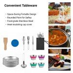 Bulin Camping Cookware Pots and Pans Set, Lightweight Backpacking Cooking Set Outdoor Cook Gear for Family Hiking Picnic (Kettle, Pot, Frying Pan, Bowls, Plates, Spoon)